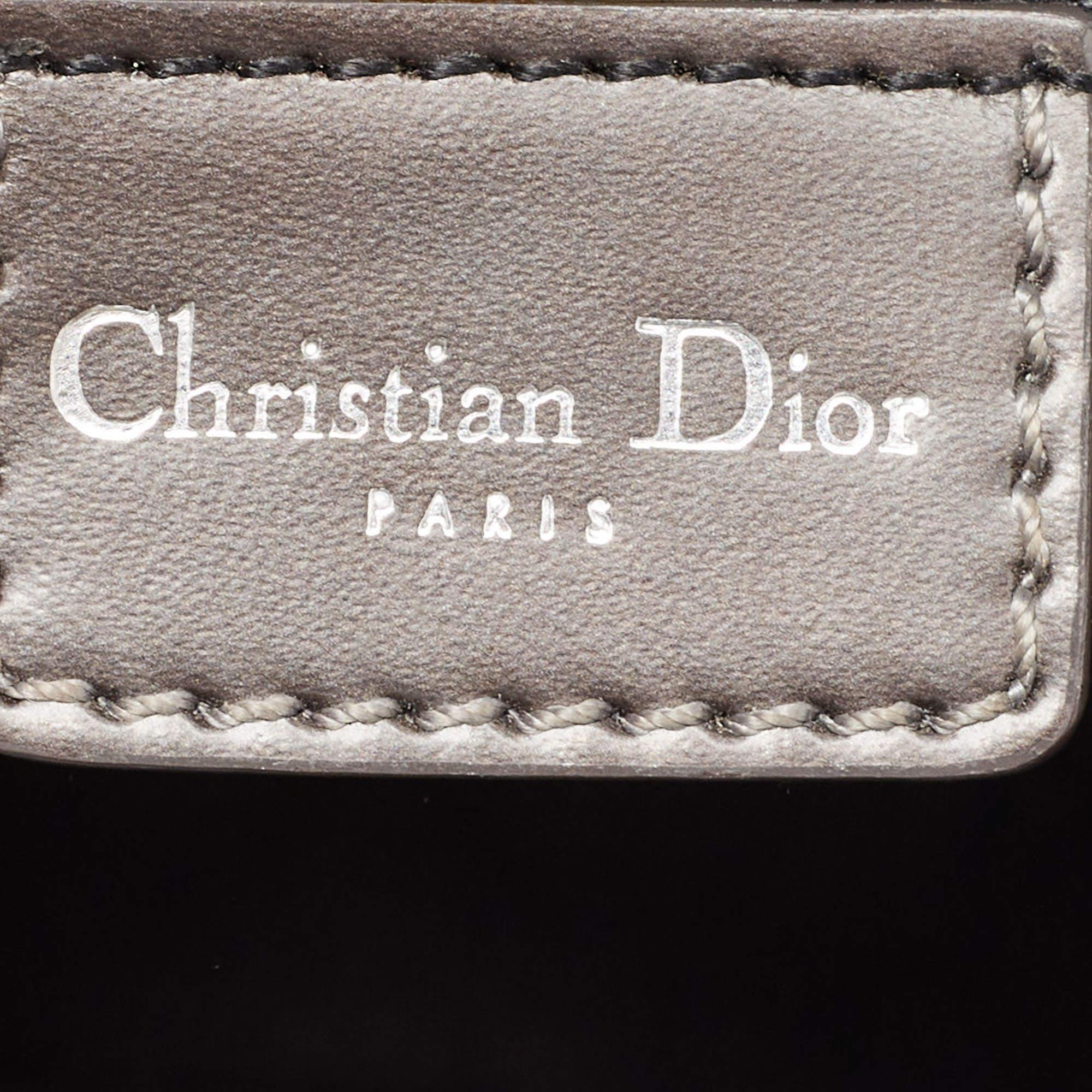 Dior Metallic Dark Grey Leather Malice Tote For Sale 8