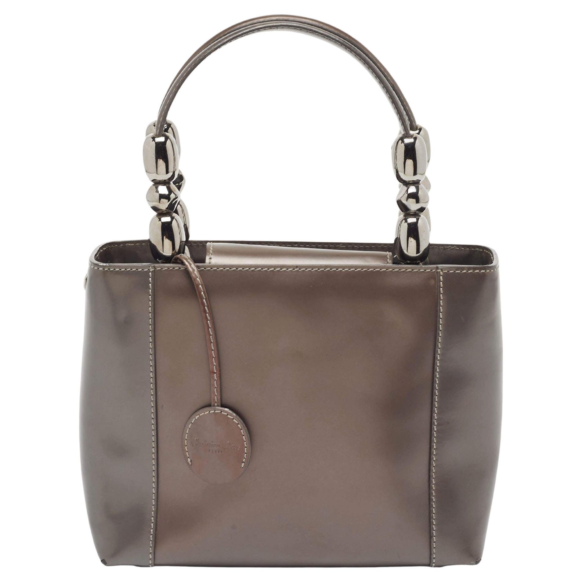 Dior Metallic Dark Grey Leather Malice Tote
