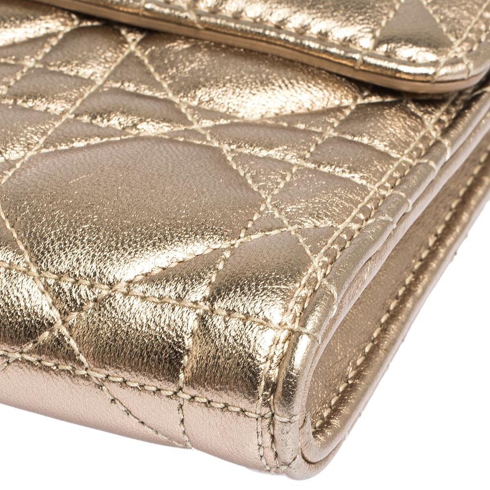 Dior Metallic Gold Cannage Leder Clutch 3