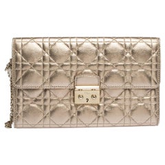 Dior Metallic Gold Cannage Leder Clutch