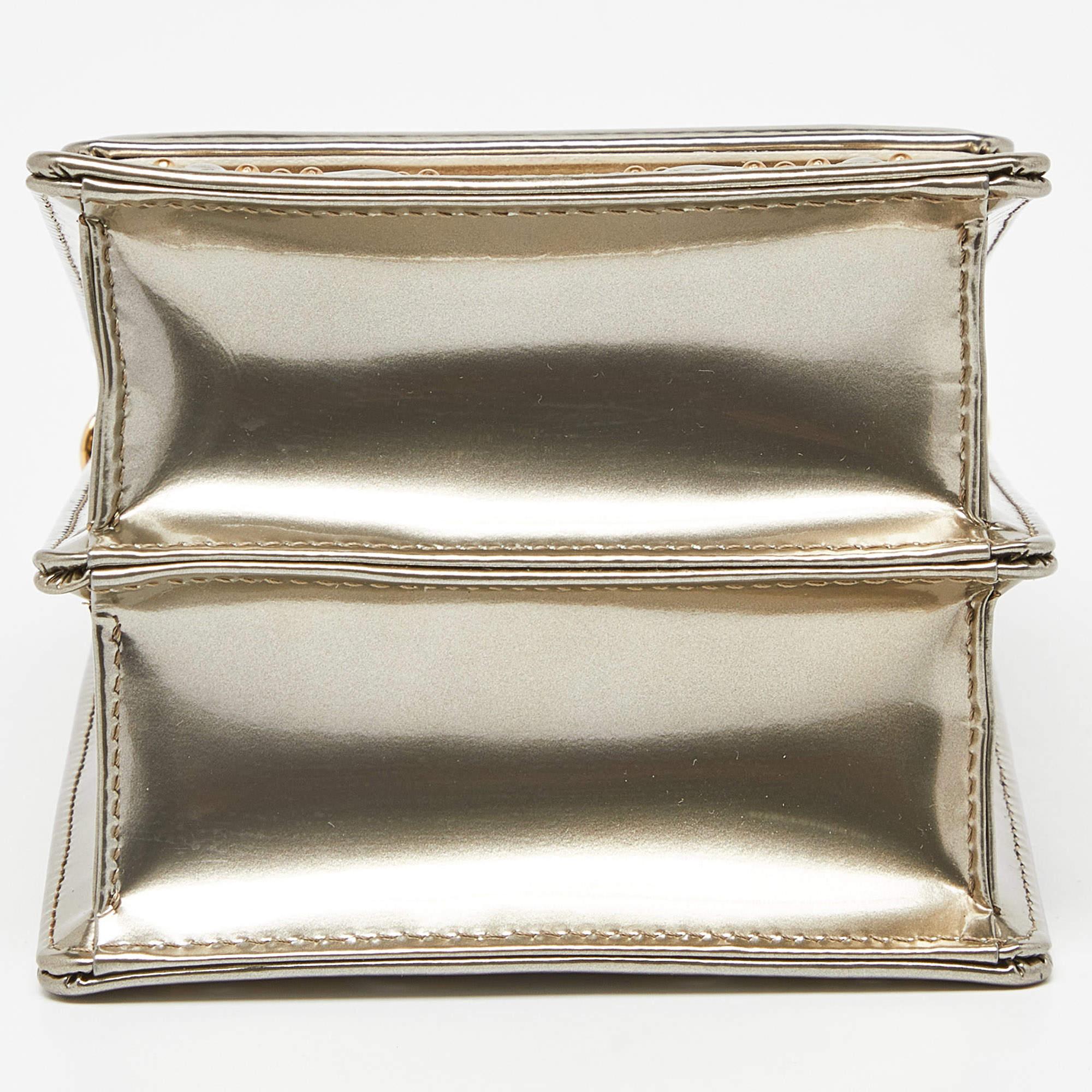 Dior Metallic Gold Glossy Leather Studded Diorama Vertical Clutch 1