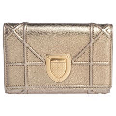 Dior Metallic Gold Leather Diorama Trifold Wallet