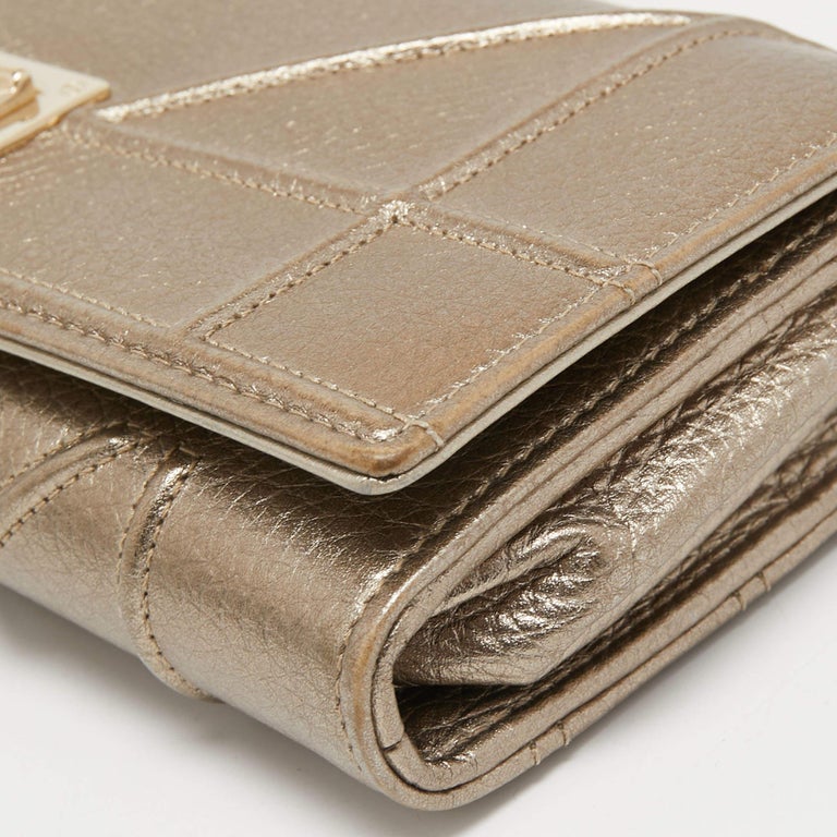 Dior Metallic Gold Leather Diorama Wallet on Chain For Sale at 1stDibs