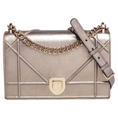 Dior Metallic Gold Leather Medium Diorama Flap Shoulder Bag