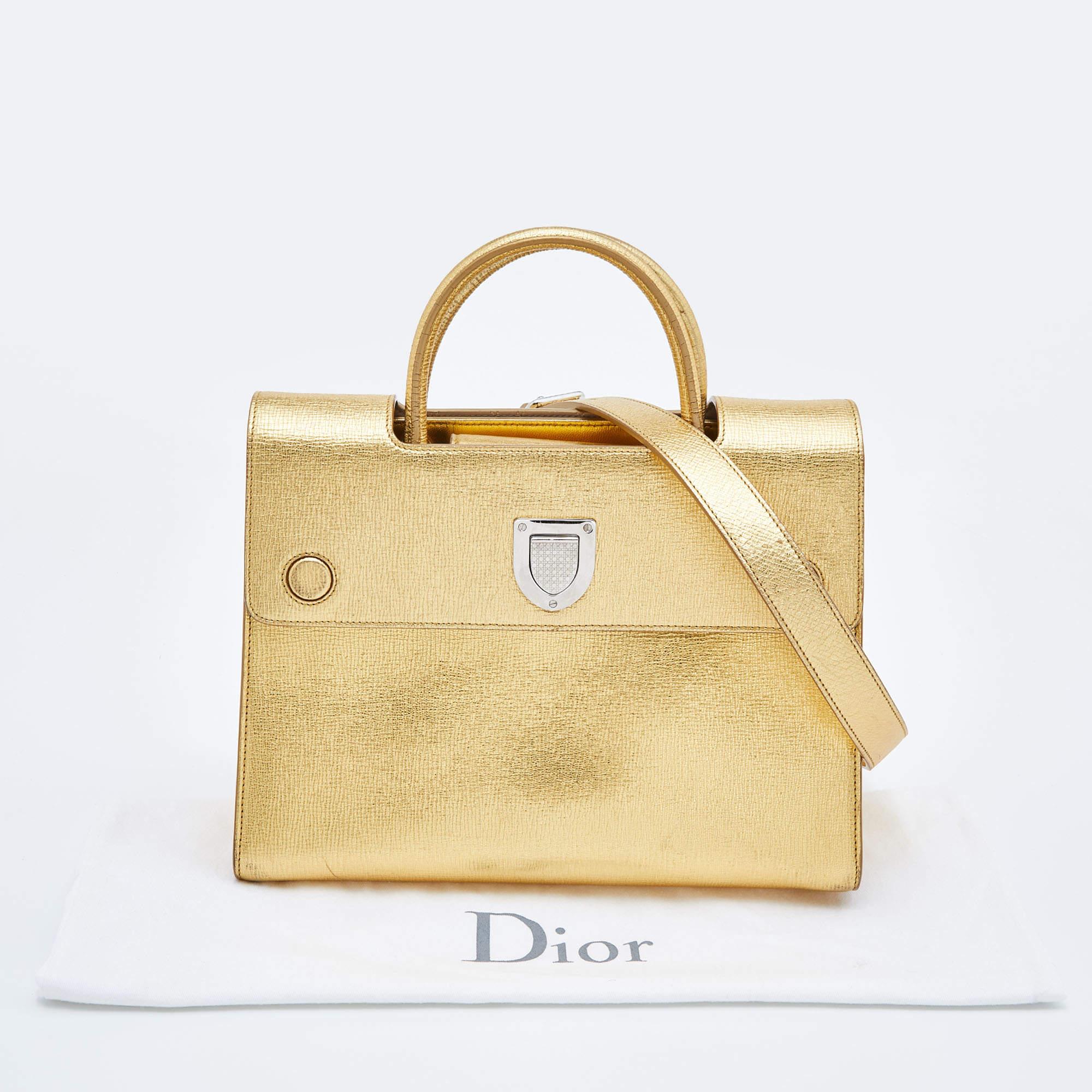 Sac Diorever Dior en cuir doré métallis�é de taille moyenne 3