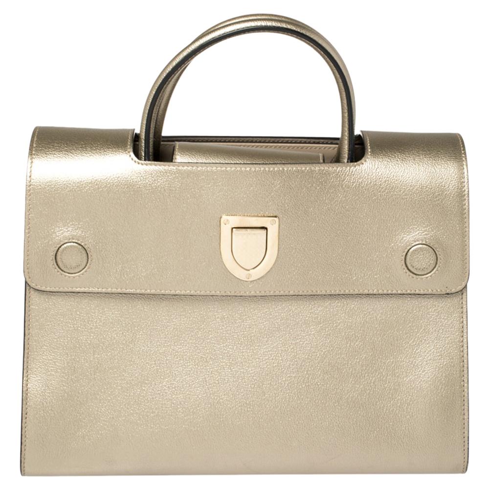 Dior Metallic Gold Leather Medium Diorever Bag