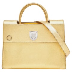Dior Metallic Goldfarbene Diorever-Tasche aus Leder