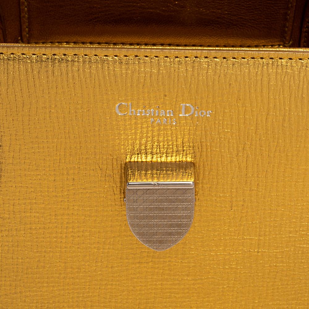Dior Metallic Gold Leather Medium Diorever Tote 8