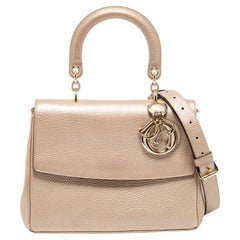 Dior Metallic Gold Leather Small Be Dior Flap Top Handle Bag
