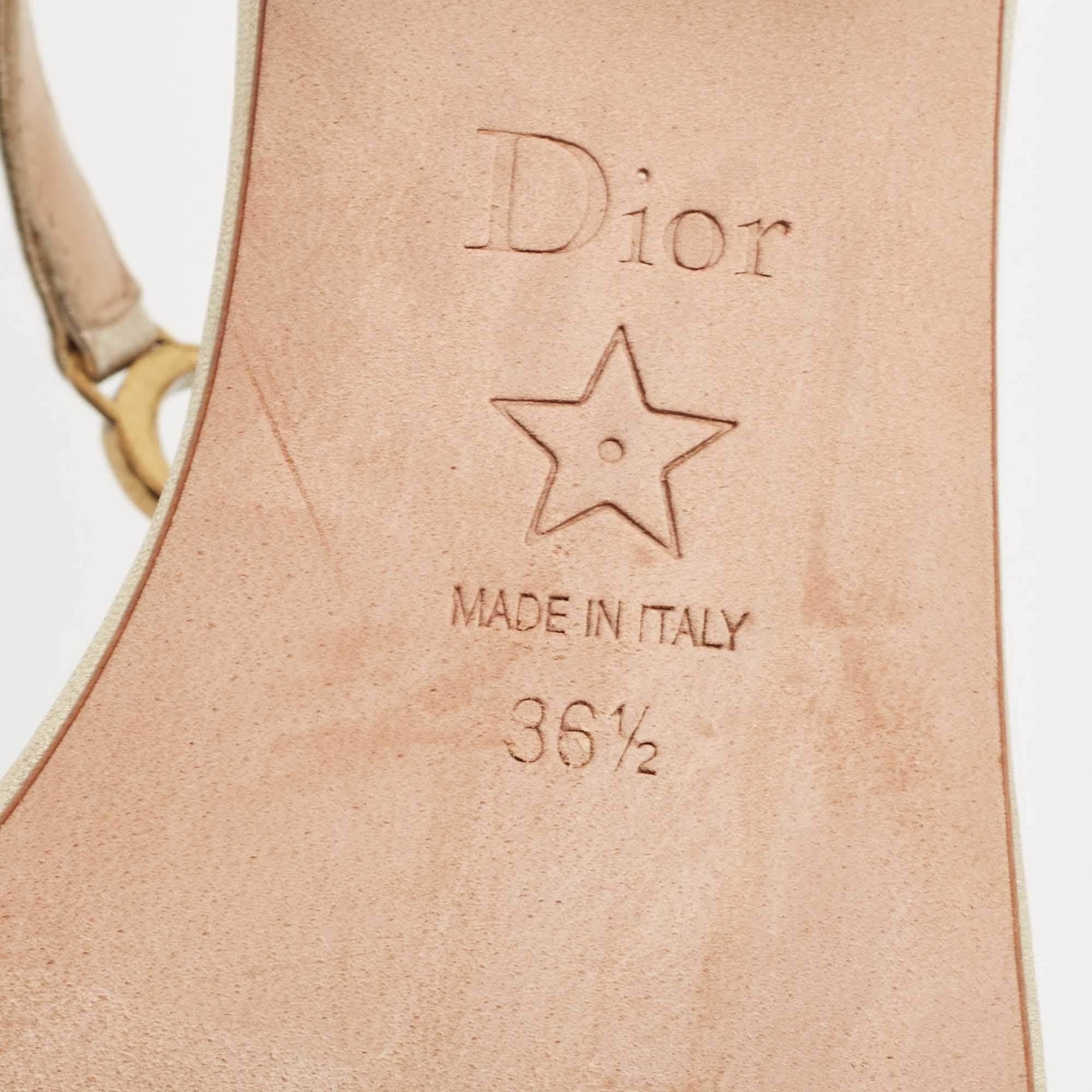 Dior Metallic Gold Leather T Strap Sandals Size 36.5 3