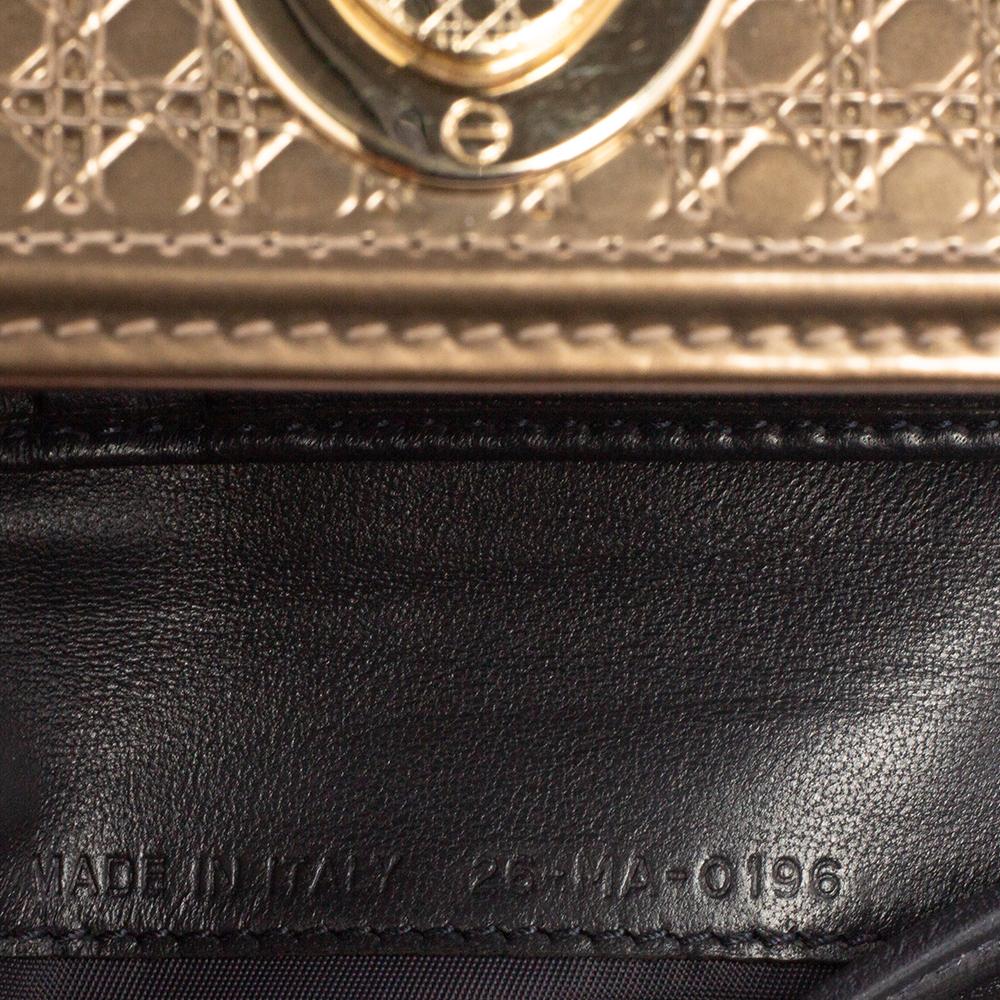 Dior Metallic Gold Micro Cannage Leather Diorama Trifold Wallet In Good Condition In Dubai, Al Qouz 2