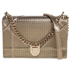 Dior Metallic Gold Micro Cannage Leather Medium Diorama Shoulder Bag