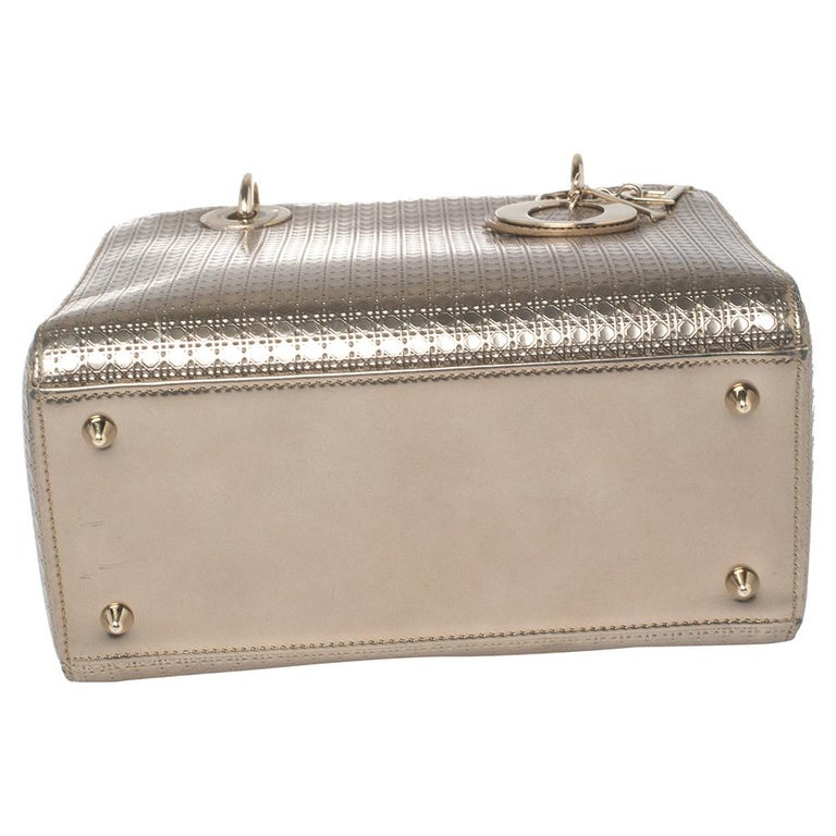 Christian Dior Lady Dior Bag Micro Cannage Metallic Calfskin Medium at  1stDibs
