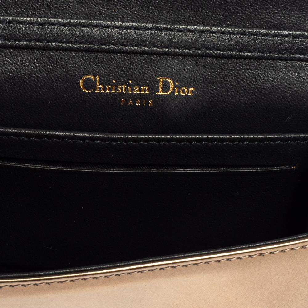 Dior Metallic Gold Micro Cannage Patent Leather Baby Diorama Crossbody Bag 1