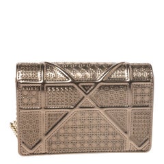 Dior Metallic Gold Micro Cannage Patent Leather Baby Diorama Shoulder Bag