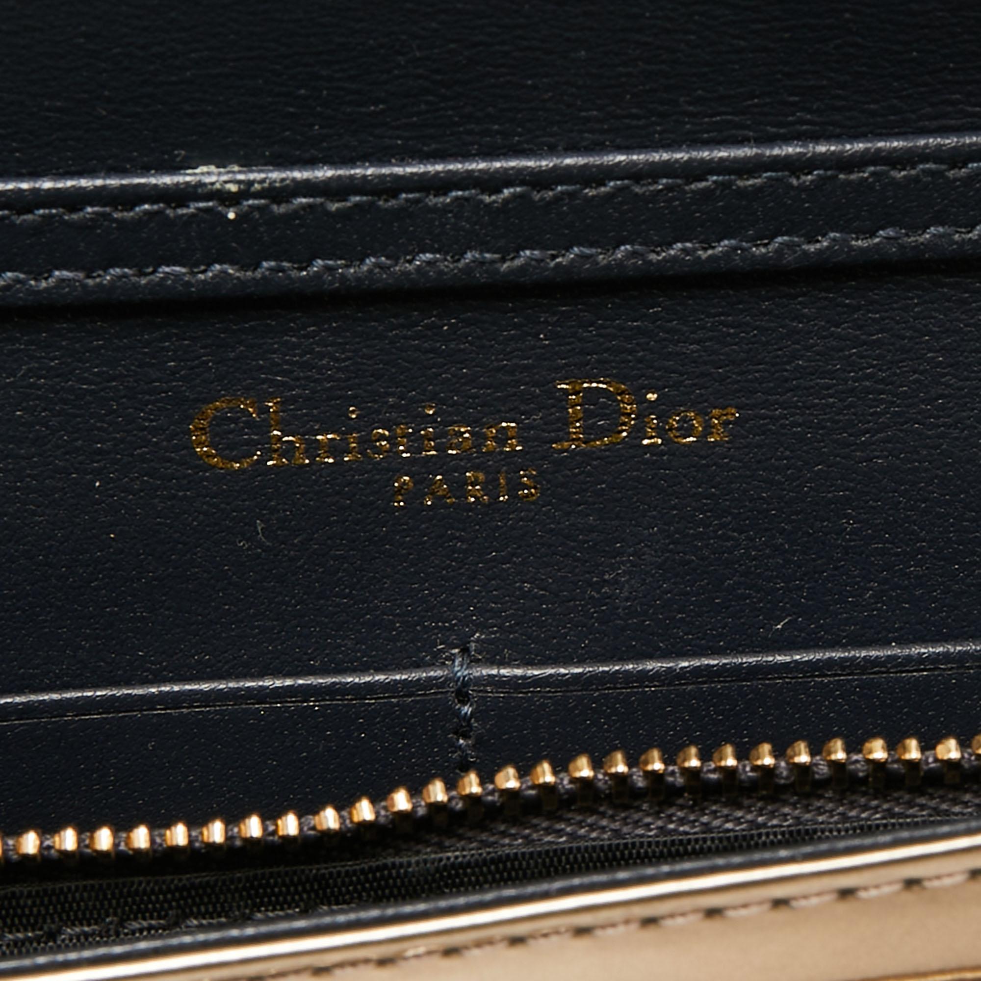 Dior Metallic Gold Micro Cannage Patent Leather Diorama Wallet on Chain 7