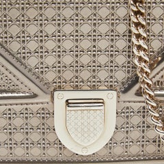 Dior Metallic Gold Microcannage Leather Diorama Wallet on Chain
