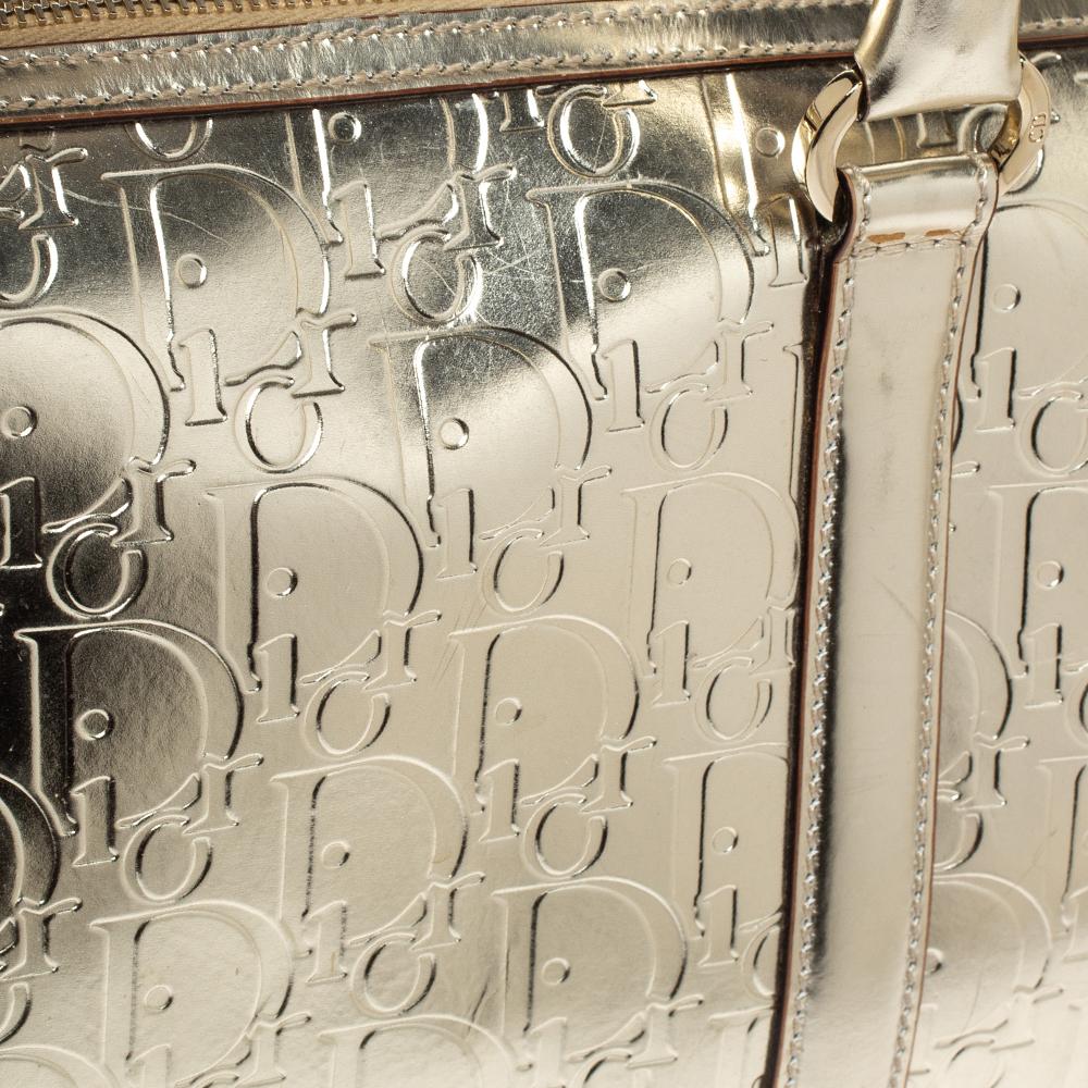 Dior Metallic Gold Oblique Monogram Leather Boston Bag 3