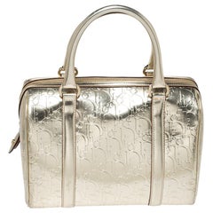 Dior Metallic Gold Oblique Monogram Leather Boston Bag