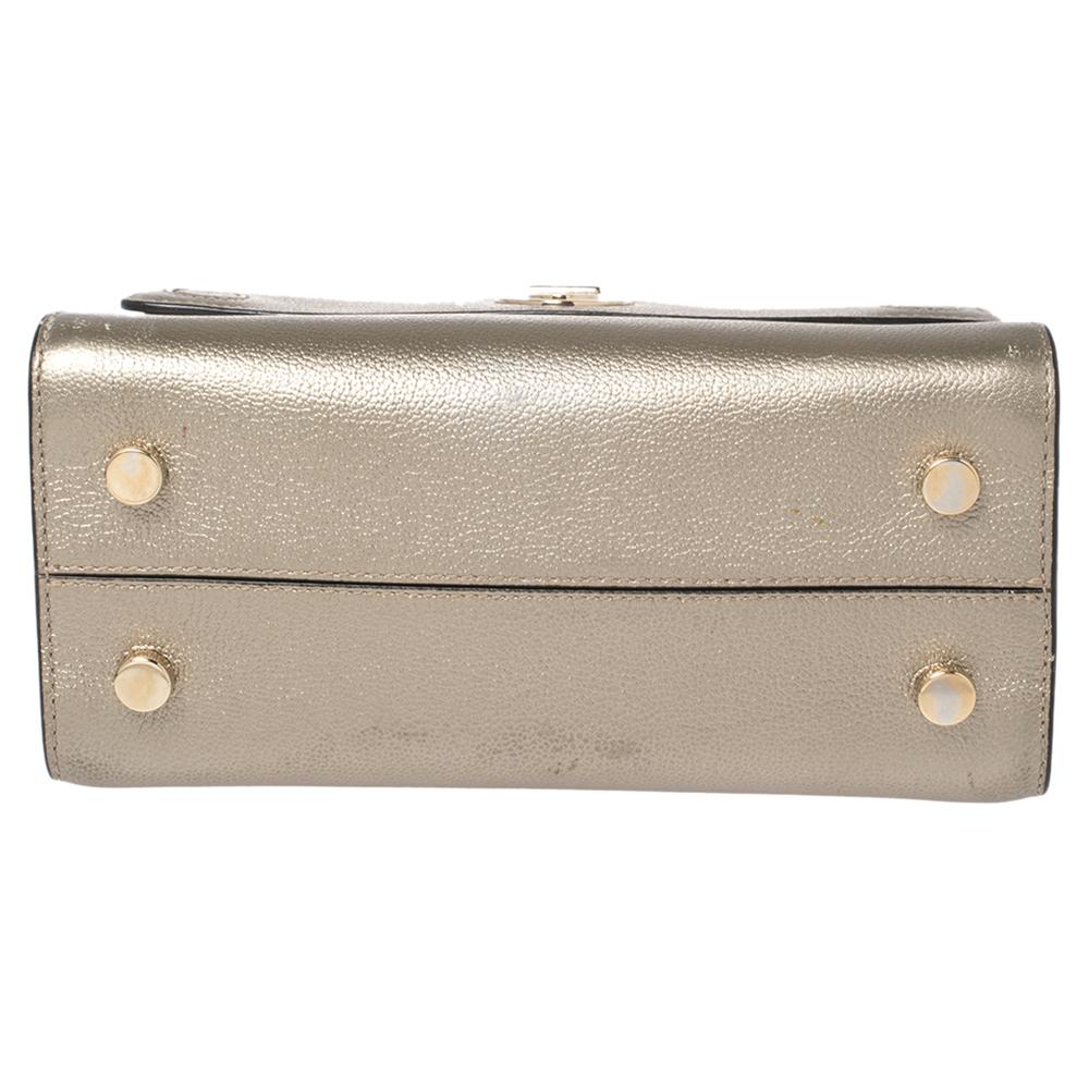 Dior Metallic Gold Pebbled Leather Mini Diorever Tote 6