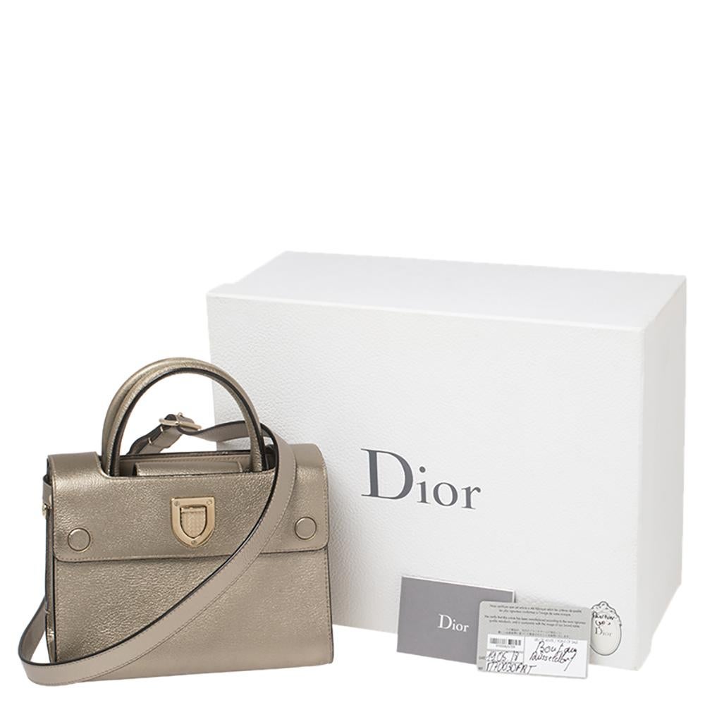 Dior Metallic Gold Pebbled Leather Mini Diorever Tote 7