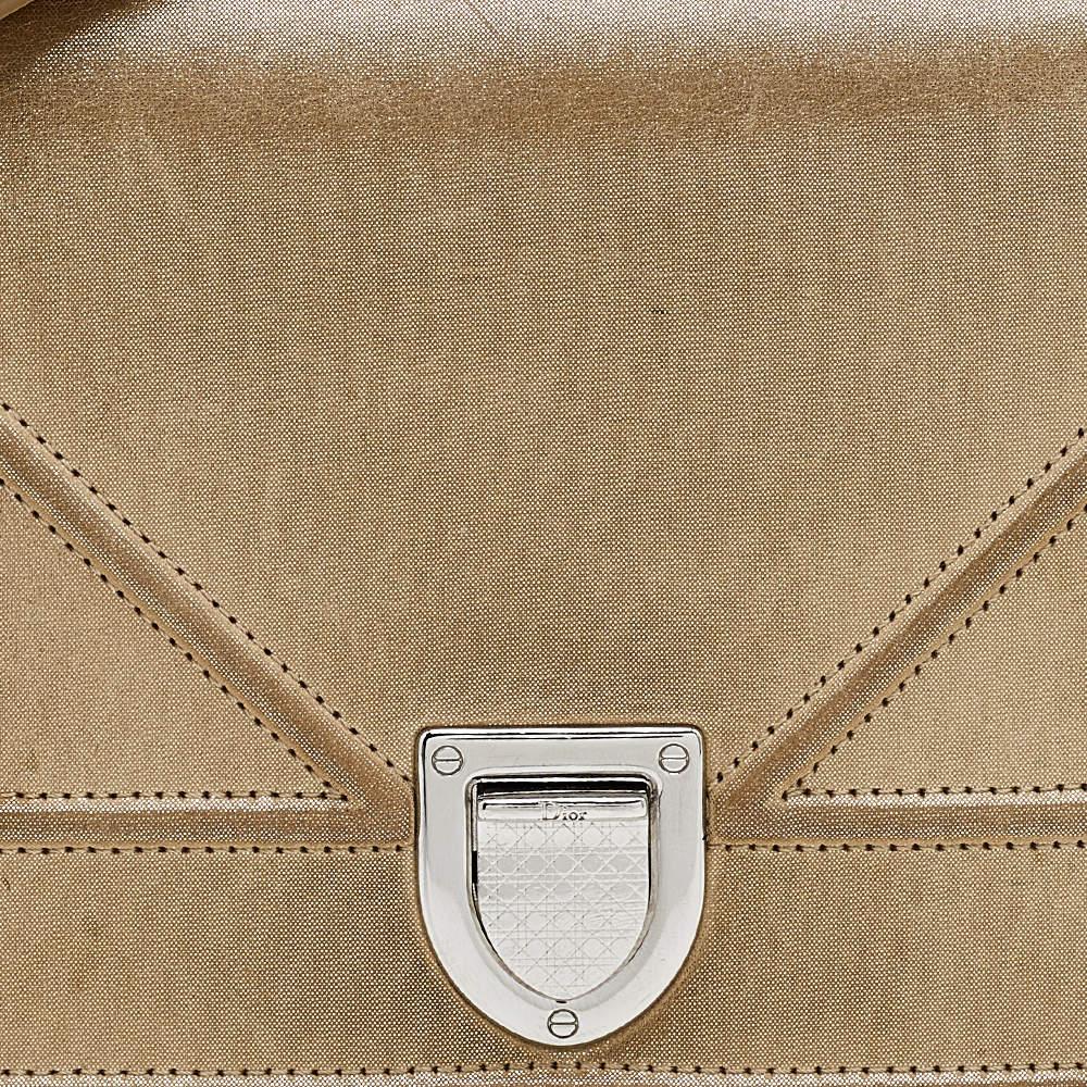 Dior Metallic Gold Suede Small Diorama Shoulder Bag For Sale 5