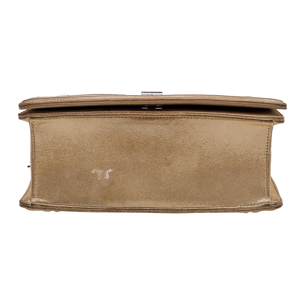 Brown Dior Metallic Gold Suede Small Diorama Shoulder Bag For Sale