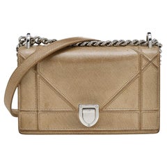 Dior Metallic Gold Suede Small Diorama Shoulder Bag