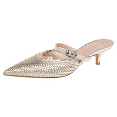 Dior Metallic Gold Woven Leather Teddy-D Mules Size 38