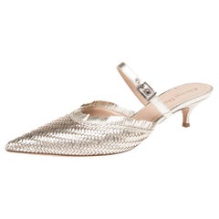 Dior Metallic Gold Woven Leather Teddy-D Mules Size 40