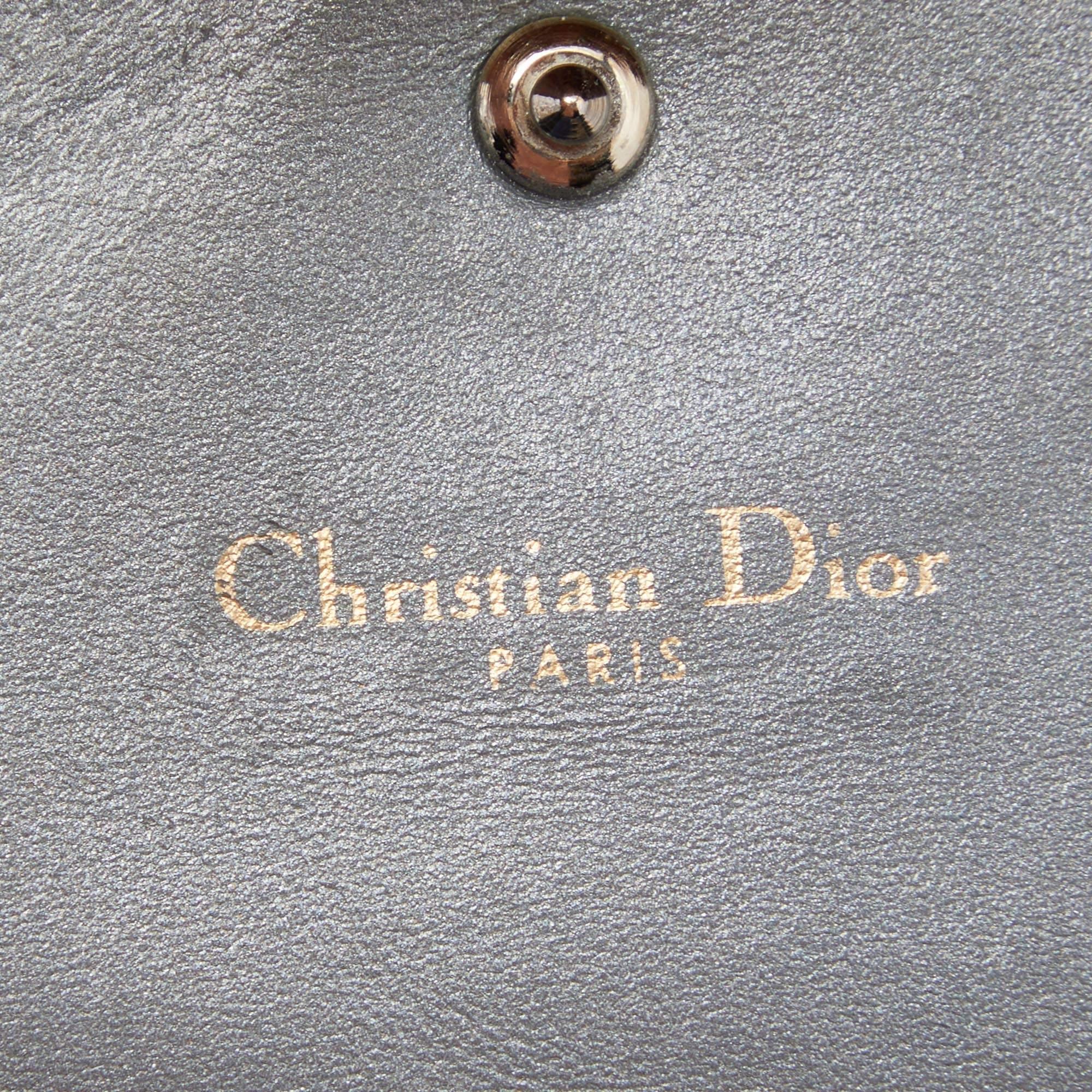 Dior Metallic Green Leather Diorama Wallet on Chain 4