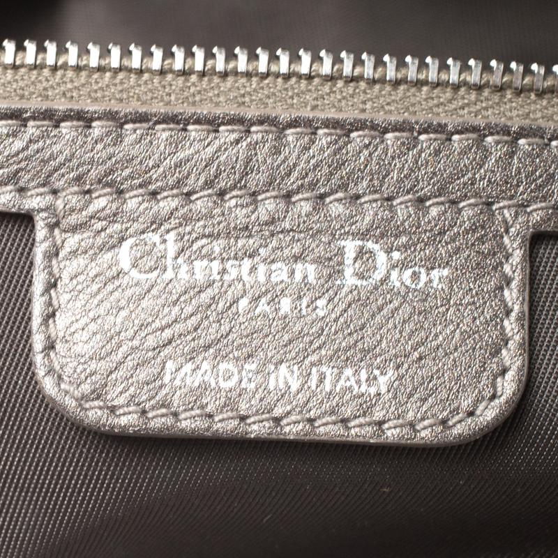 Dior Metallic Grey Cannage Coated Canvas Large Panarea Tote 4