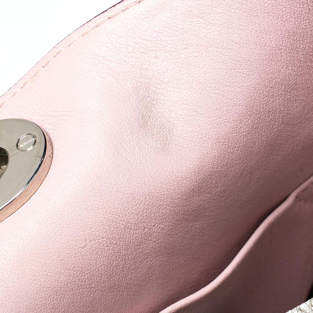 Dior Metallic Grey/Pink Grained Leather Medium Diorissimo Shopper Tote 4