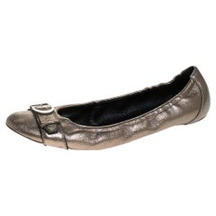 Dior Metallic Leather Buckle Ballet Flats Size 41