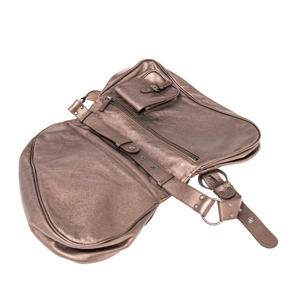 Dior Metallic Leather Large Gaucho Double Saddle Shoulder Bag 3
