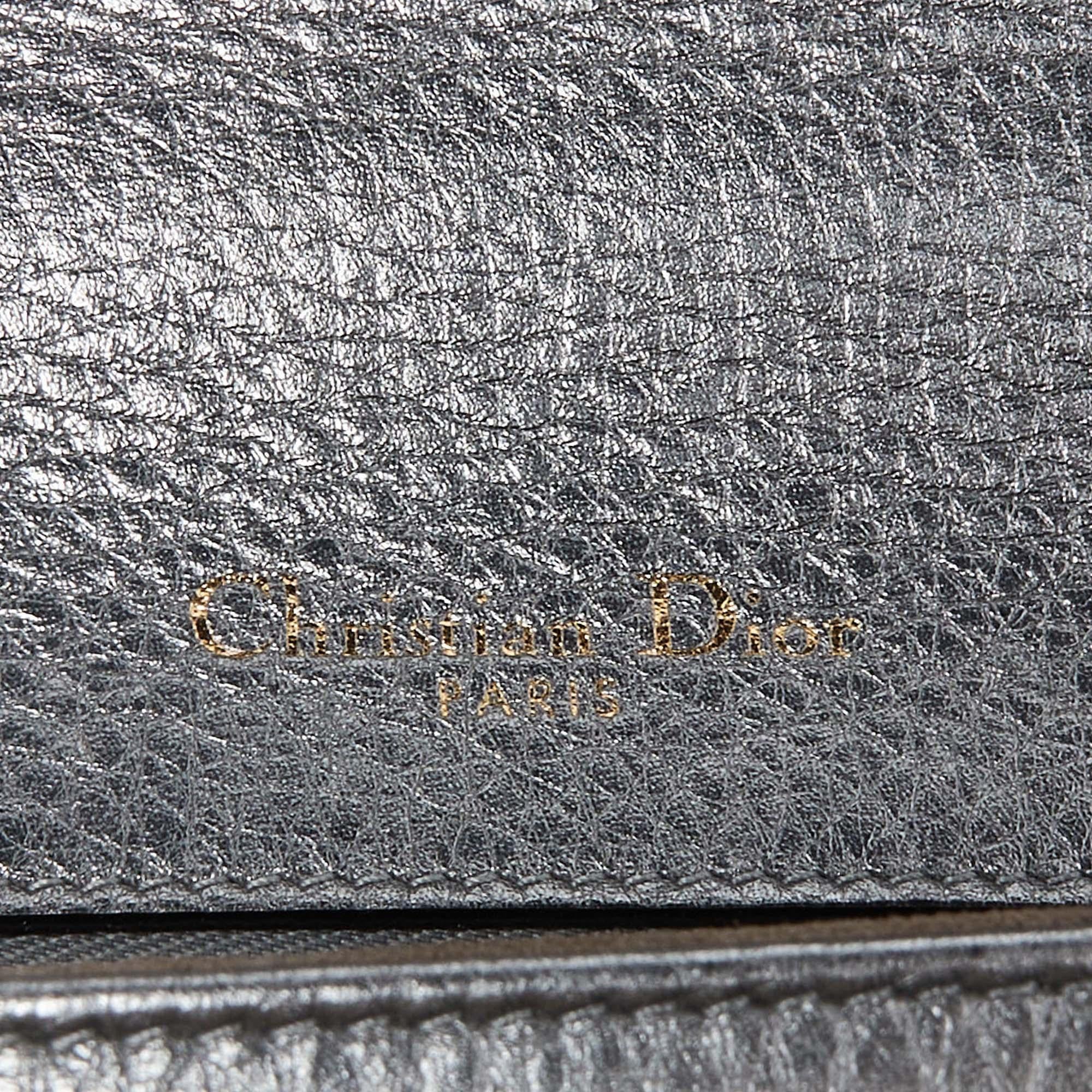 Dior Metallic Leather Medium Diorama Flap Shoulder Bag For Sale 7