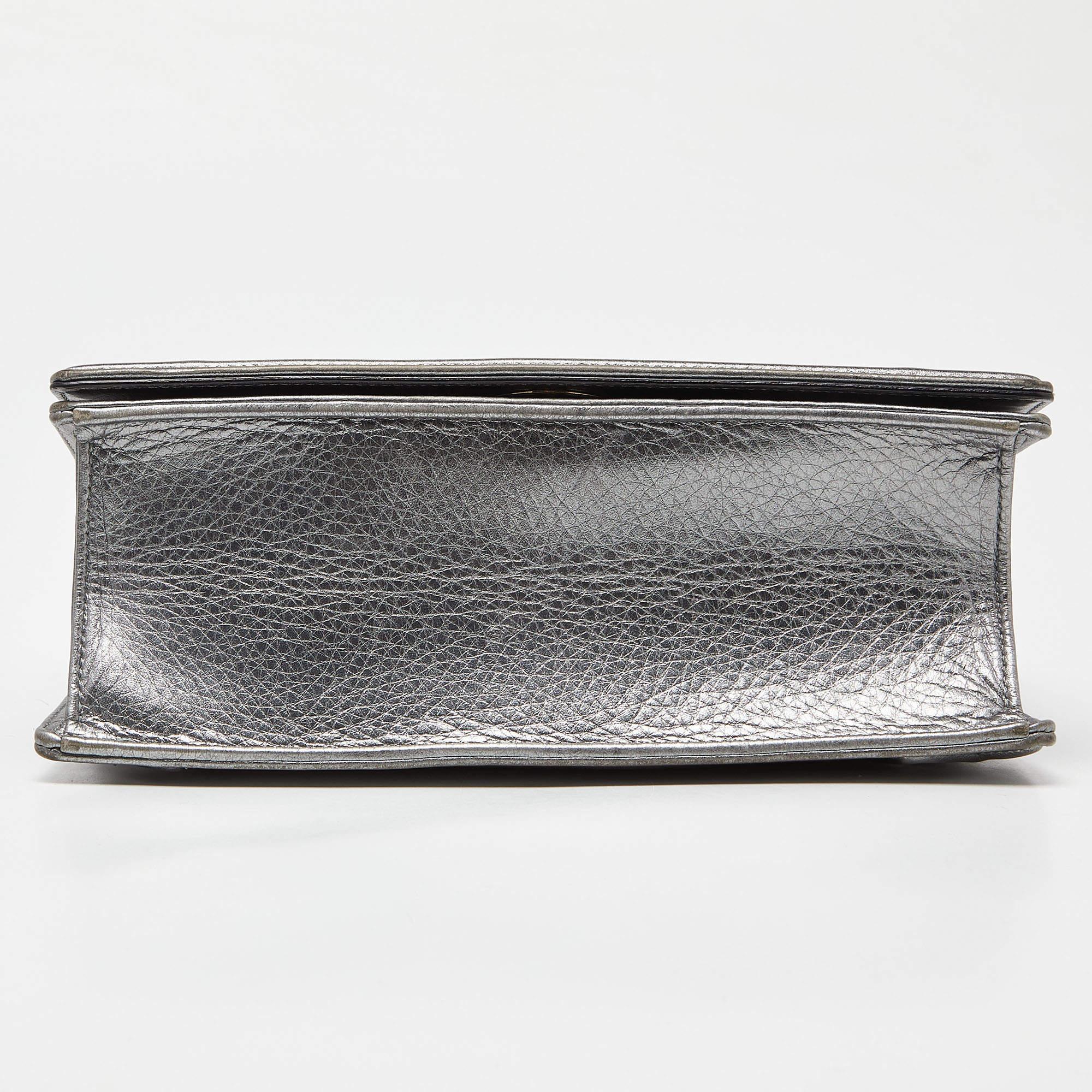 Dior Metallic Leather Medium Diorama Flap Shoulder Bag For Sale 1