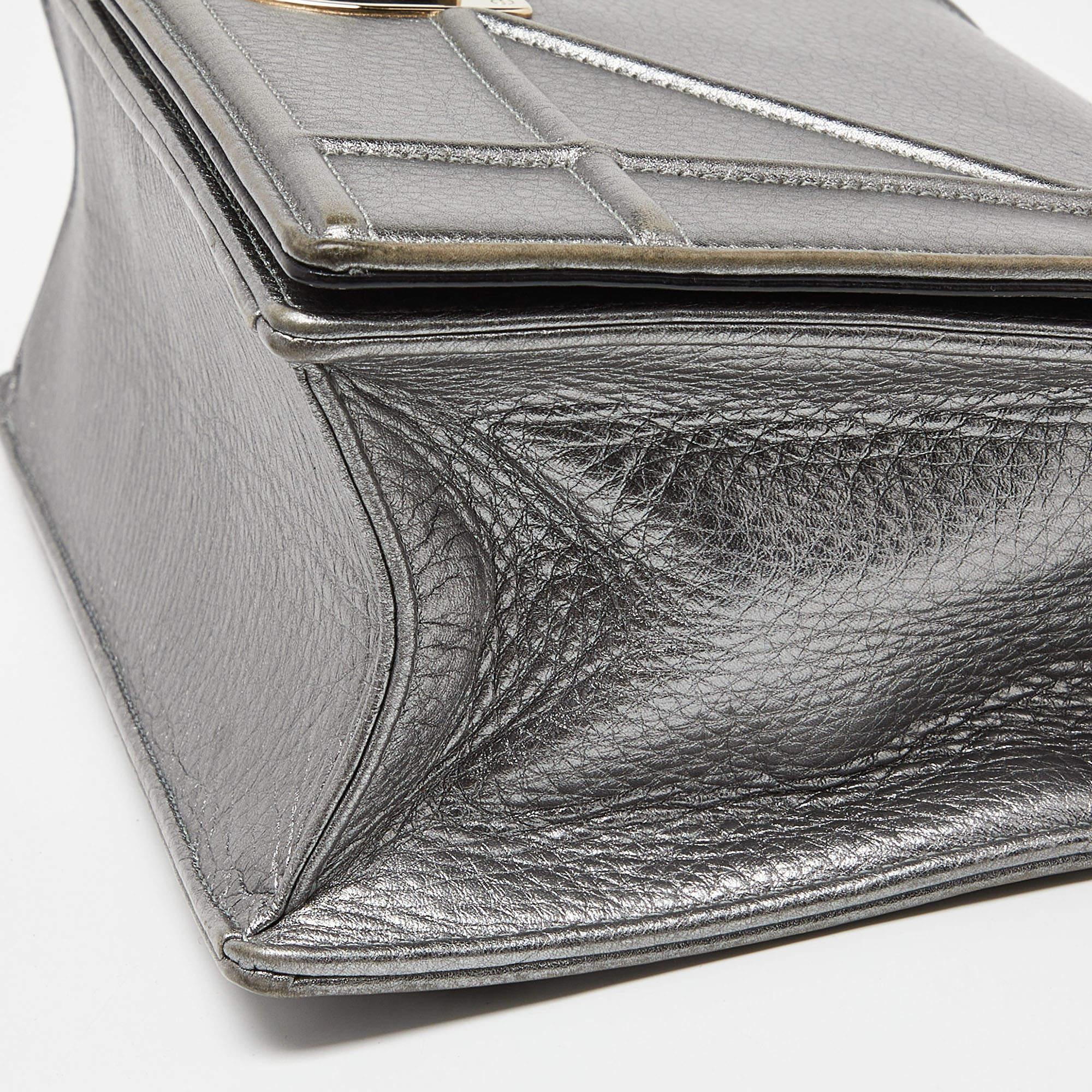 Dior Metallic Leather Medium Diorama Flap Shoulder Bag For Sale 3