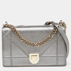 Dior Metallic Leather Medium Diorama Flap Shoulder Bag