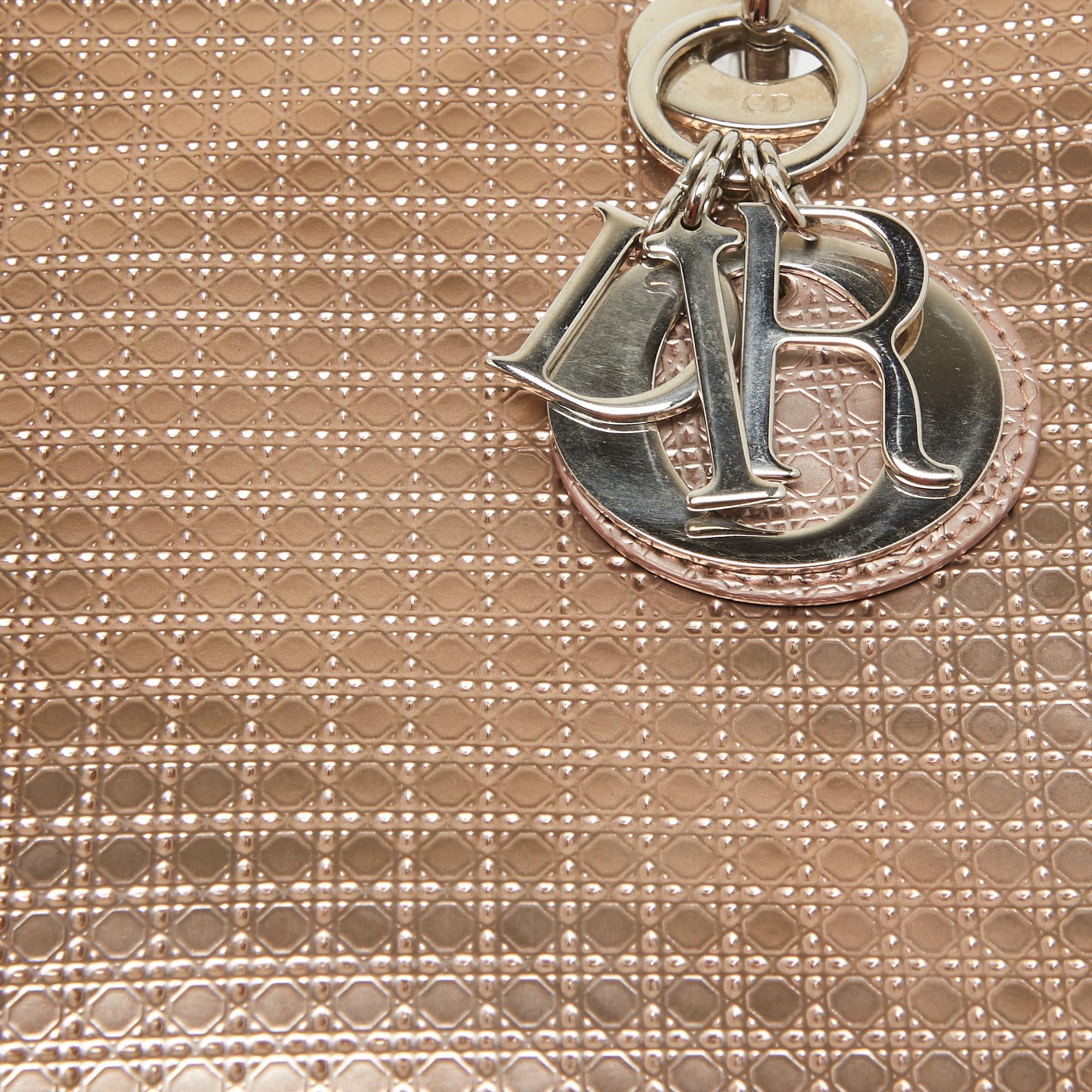 Dior Metallic Microcannage Patent Leather Medium Lady Dior Tote 1