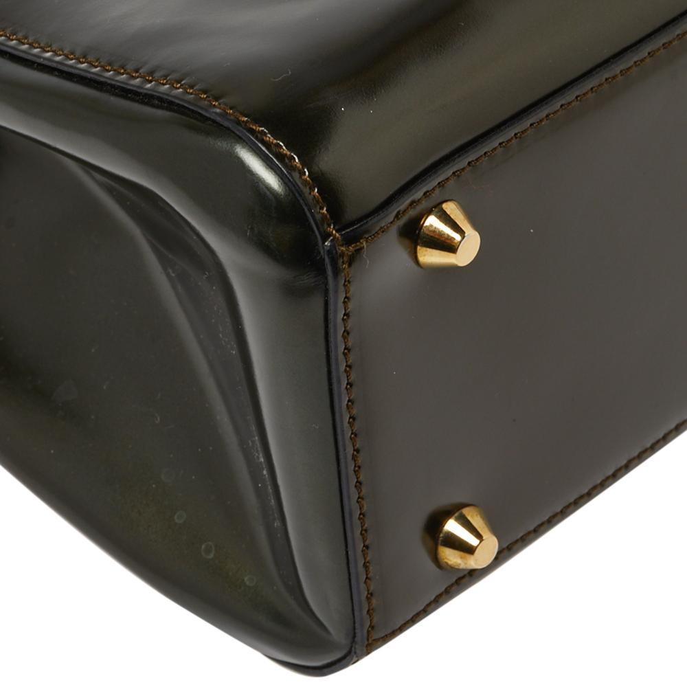 Dior Metallic Olive Green Glossy Leather Vintage Malice Pearl Shoulder Bag 1