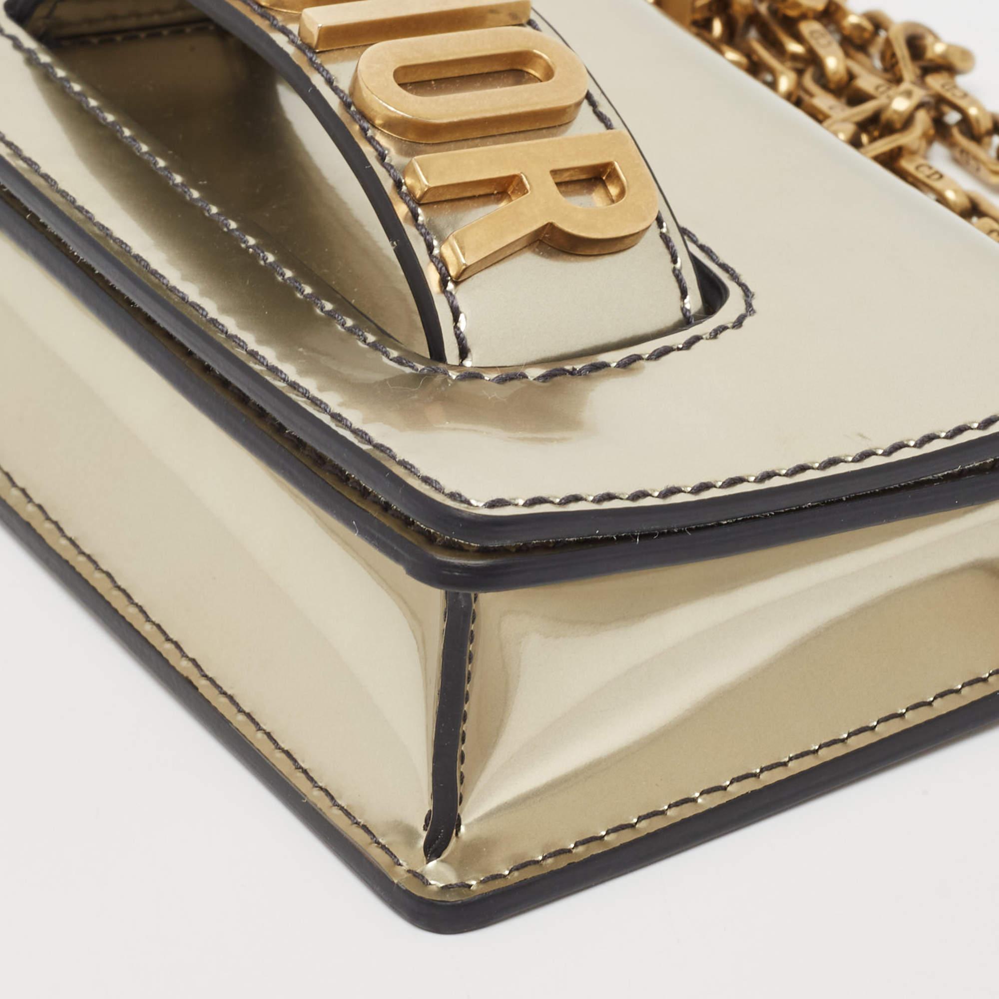Dior Metallic Patent Leather Mini J'Adior Shoulder Bag For Sale 8