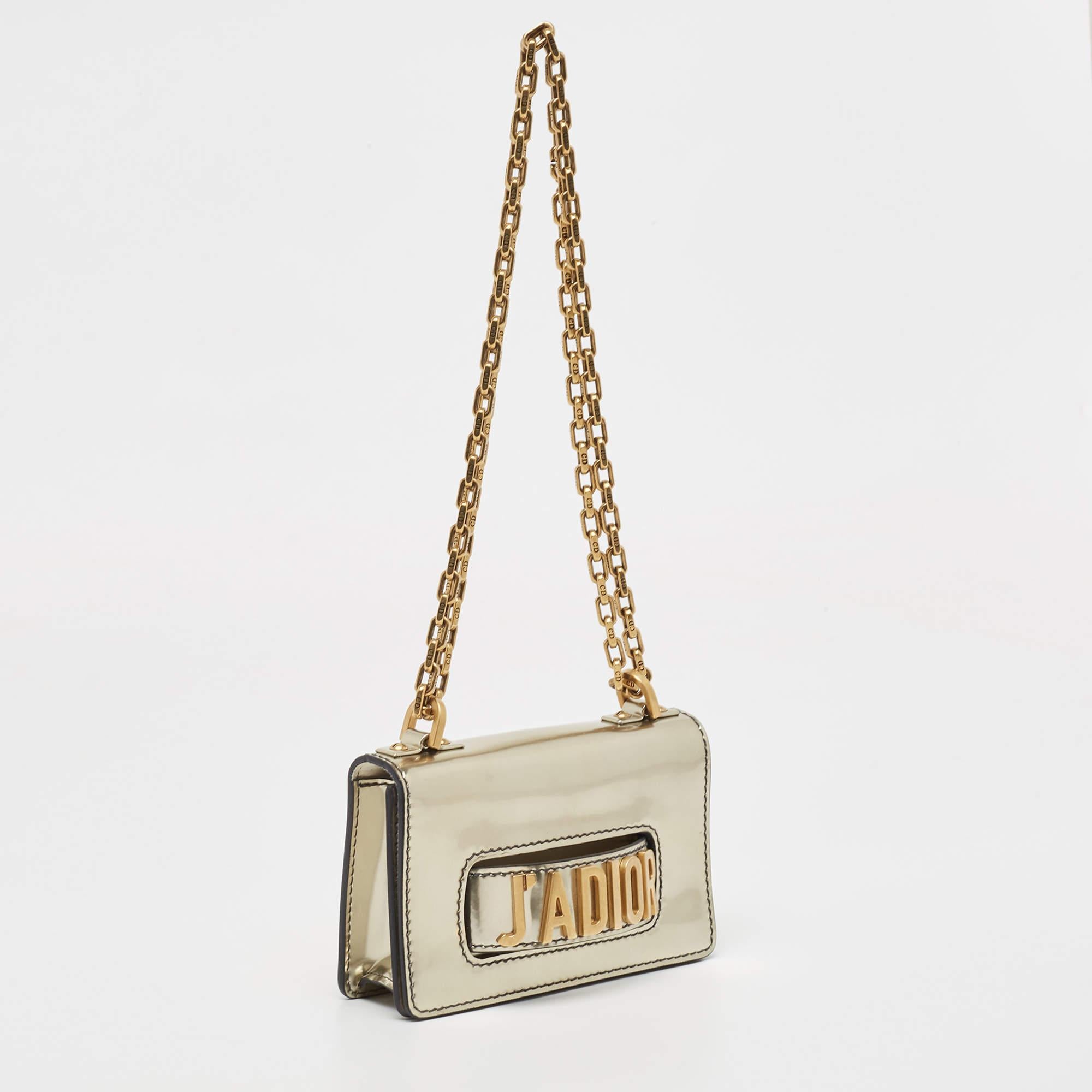 Dior Metallic Patent Leather Mini J'Adior Shoulder Bag For Sale 5
