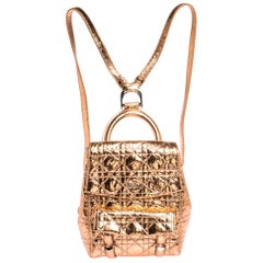 Dior Metallic Peach Cannage Patent Leather Stardust Backpack