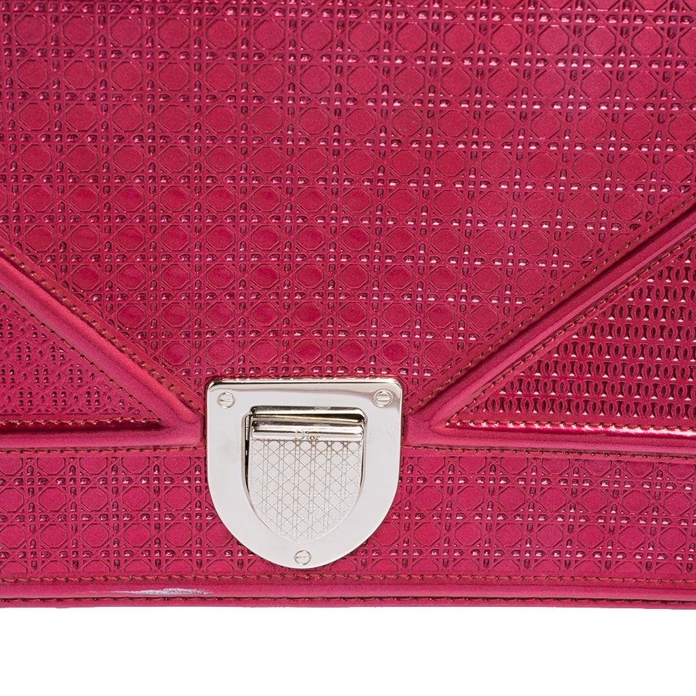 Women's Dior Metallic Pink Micro Cannage Leather Medium Diorama Shoulder Bag