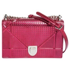 Christian Dior Pink Metallic Mirco Cannage Baby Diorama Bag