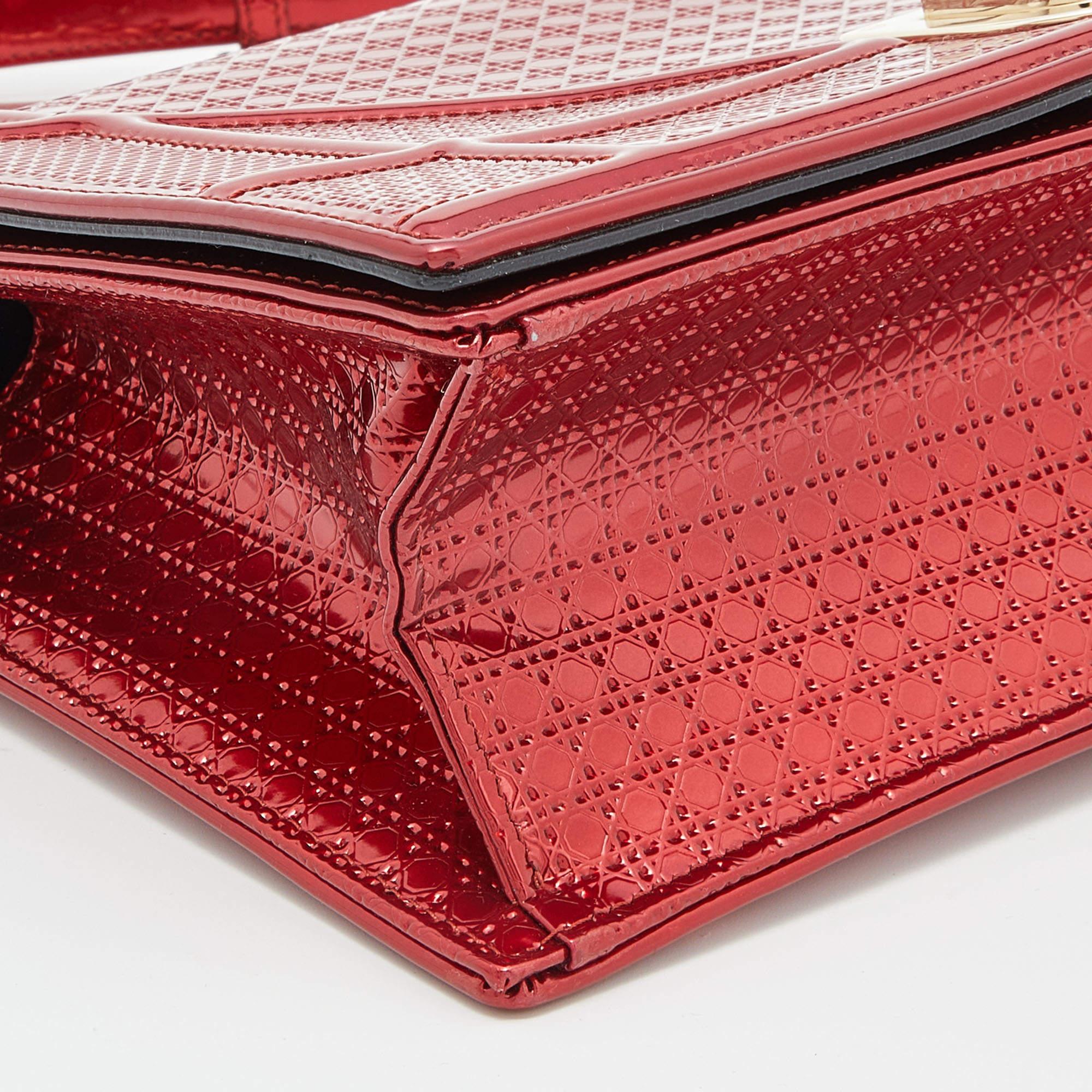 Dior Metallic Red Micro Cannage Patent Leather Medium Diorama Shoulder Bag 6