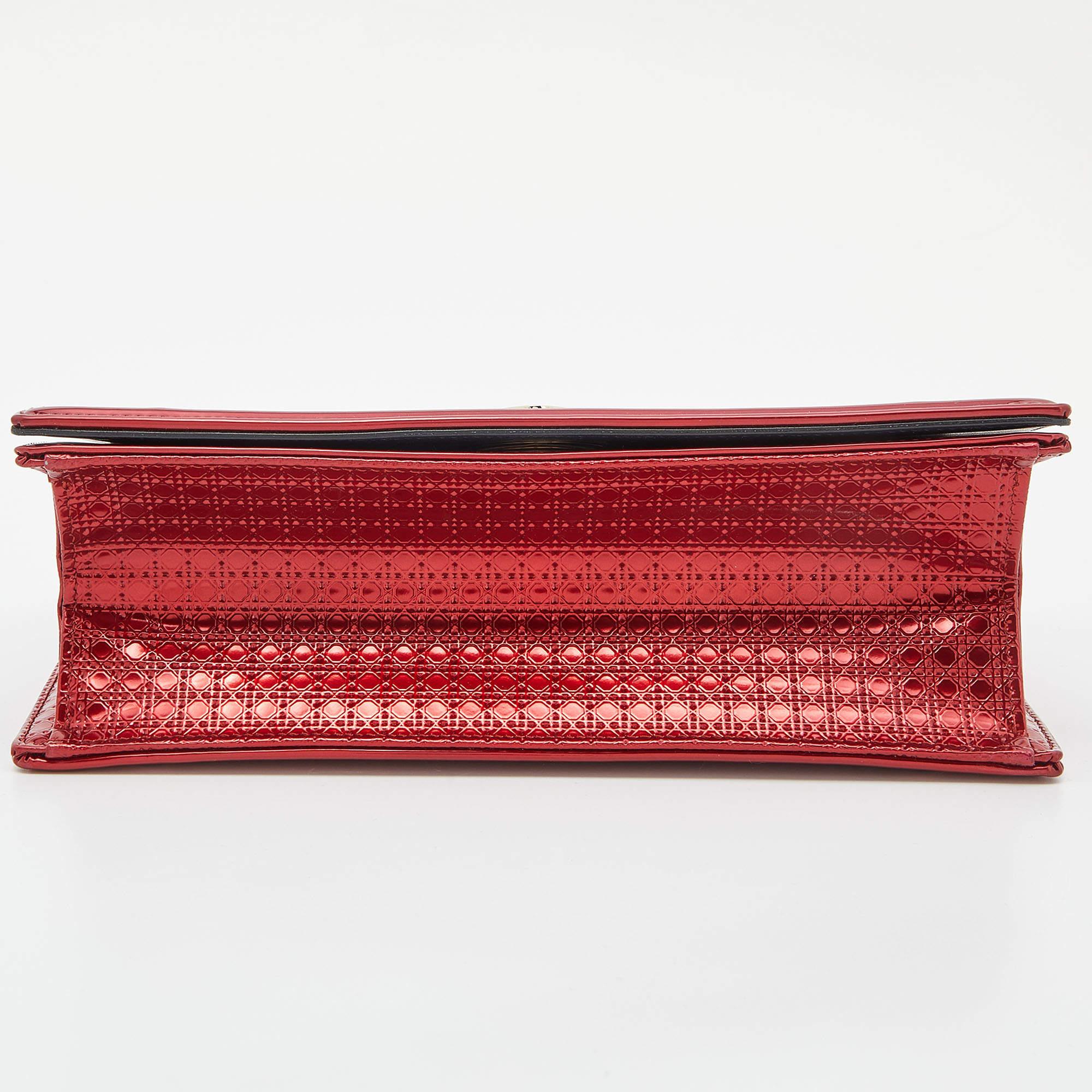 Dior Metallic Red Micro Cannage Patent Leather Medium Diorama Shoulder Bag 1