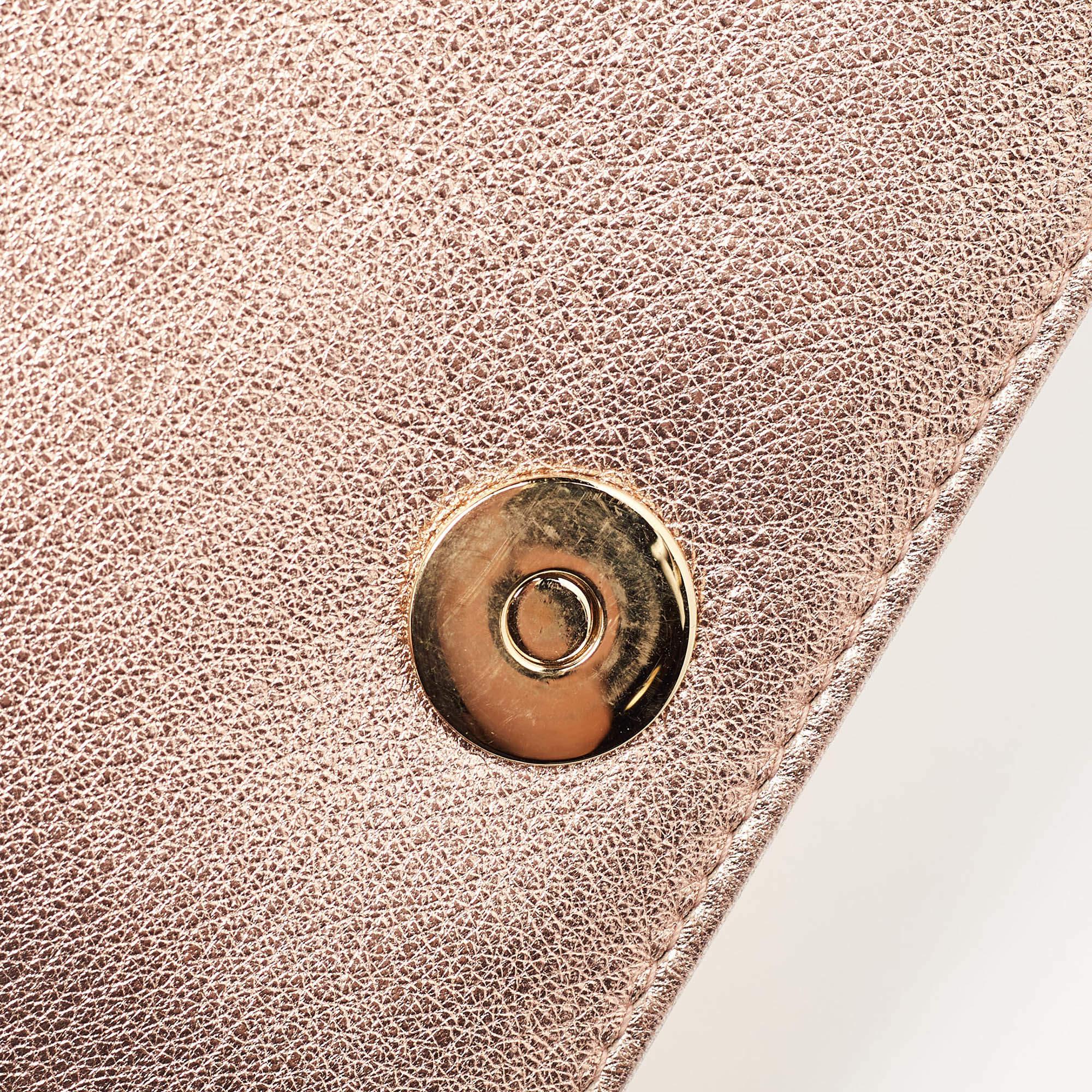 Dior Metallic Rose Gold Cannage Leather Lady Dior Clutch 2