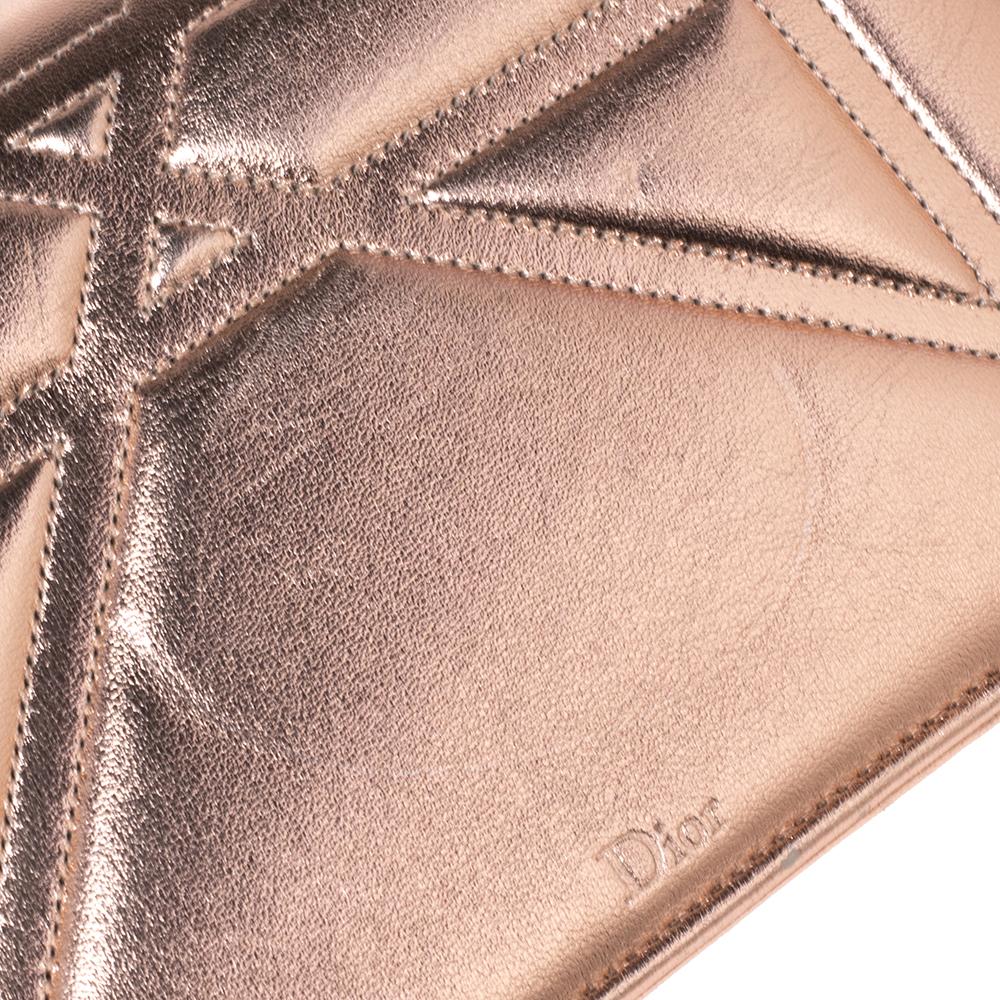 Dior Metallic Rose Gold Leather Small Diorama Shoulder Bag 5